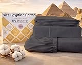 Picture of Giza Sheets King Size - 100% Giza Egyptian Cotton Sheet Set - Giza Cotton Sheets King Size - Dark Grey King Size Sheets Fit Upto 18 Inches Deep Mattress - 4 PC Giza Sheets - Giza Sheets King Size