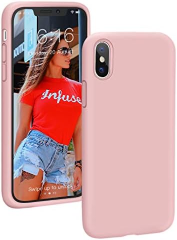 ProBien Case for iPhone X/iPhone Xs, Liquid Silicone Full Protective Cover Shockproof, Durable, Anti-Yellow, Anti-Scratch, Shell for iPhone X/iPhone Xs (5.8") - Sand Pink