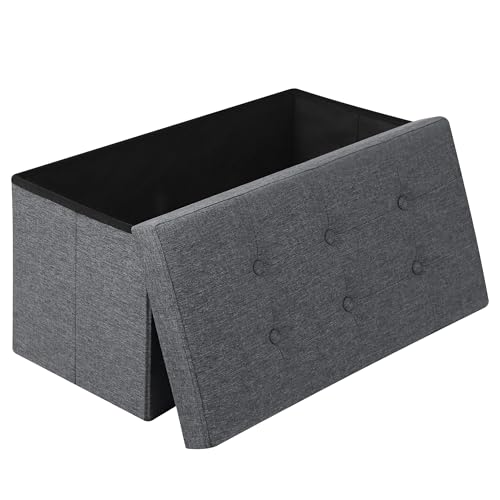 Banc Rangement Pliable 80L Gris Lin/MDF, WOLTU