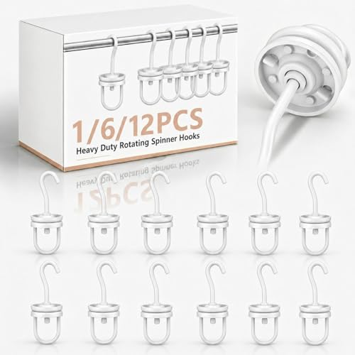 Image of MorningRo 6 Pcs Powder Coating Swivel Hooks 5.4 inch x 1.9 inch Heavy Duty Rotary Spinner Hook Rotating Hanging Oven Painting Spraying Hanger for Wheel Frame Powder Coat Gun Part 250 Lbs Capacity (White)