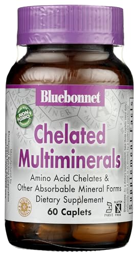 Bluebonnet Nutrition High Potency Chelated Multiminerals, Albion Chelated Minerals, Soy-Free, Gluten-Free, Non-GMO, Kosher Certified, Dairy-Free, 60 Caplets, 20 Servings Bluebonnet Nutrition High Potency Chelated Multiminerals, Albion Chelated Minerals, Soy-Free, Gluten-Free, Non-GMO, Kosher Certified, Dairy-Free, 60 Caplets, 20 Servings