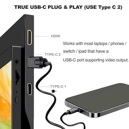 Image of 15.6 inch Portable Monitor FHD 1080p IPS 60hz Plug & Play， | Ultra Slim Travel Monitor Built-in Kickstand Type-C HDMI，Second Screen for Laptop MacBook Phone Xbox Switch