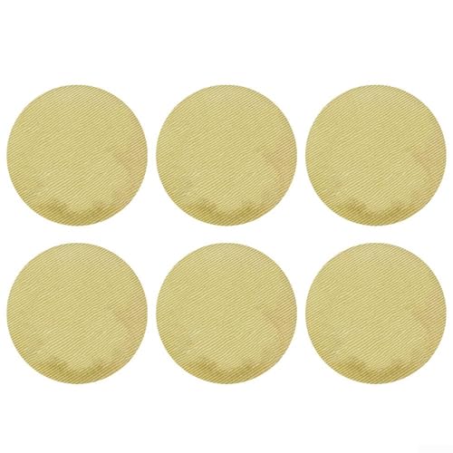 Paquete de 6 manteles individuales redondos antideslizantes, manteles de PVC para aislamiento térmico y uso diario (almendra beige)