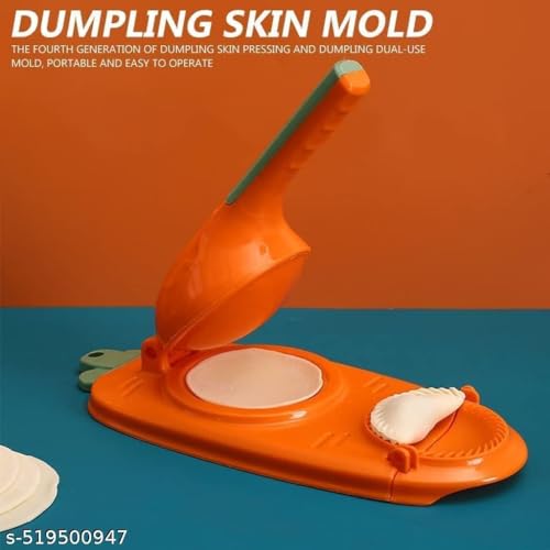 Image of Dumpling and Momo Maker Tool, Manual Press with Double Mould, Orange