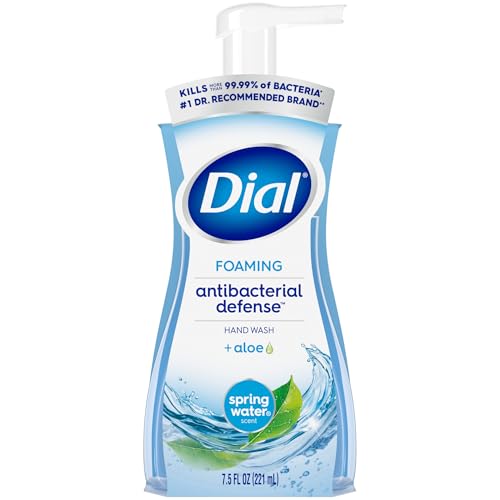 Image of Dial Antibacterial Foaming Hand Soap, Spring Water, 7.5 fl oz | Maintains soft hands, Dermatologist tested, No parabens or phthalates, Vegan formula, 100% recycled bottle