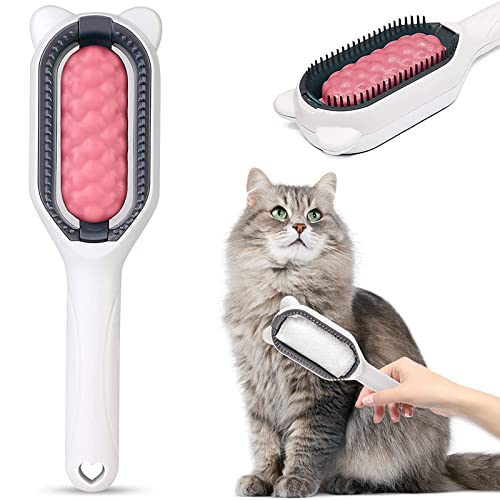 Haustier Reinigung Haarentfernung Kamm, Universeller Knotenentferner Für Haustiere, tragbare Multifunktionale Haustier reinigungsbürste,Massage Pflegekamm Für Empfindliche Katzen Und Hunde (Rosa) Cover