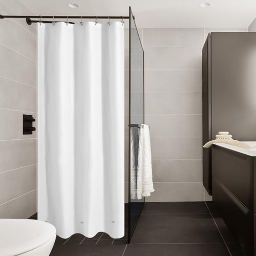 Image of Mrs Awesome Stall Shower Curtain Liner 36x72, PEVA Plastic Shower Liner for Bathroom Lightweight & Waterproof, 36 x 72, White