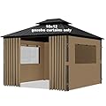10'x12' Gazebo Curtains Outdoor Waterproof, 4-Panels Sidewalls with Zipper, Universal Replacement for Patio Privacy Screen(Only Curtains)