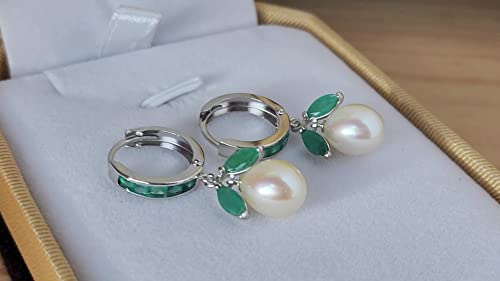 Galaxy Gold Gg 14K White Gold Hoop Earring With Pearls And Emeralds #TOP1