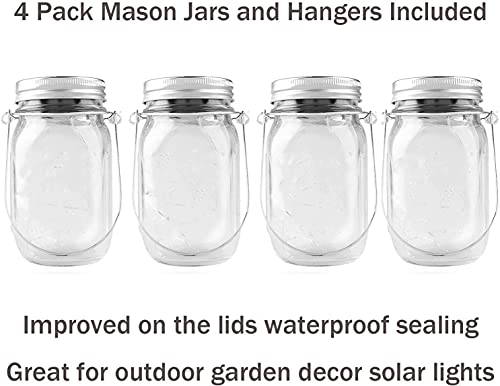 Solar Lanterns Mason Jar Hanging Lights,4 Pack 30 Led Lights String Fairy Firefly Starry Jar Lights (Mason Jars/Hangers Included),For Patio Garden Wedding Table Mason Jar Decor Solar Lantern Lights #TOP4