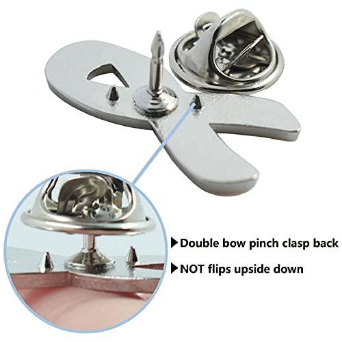 Image of 10 /30 /50 /100 /200 Pack Pink Ribbon Breast Cancer Awareness Lapel Pins Bulk for Public Events, Charity