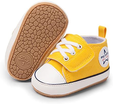 RVROVIC Baby Boys Girls Shoes Canvas Toddler Sneakers Anti-Slip Infant First Walkers 0-18 Months(6-12 Months Infant,2-Yellow)