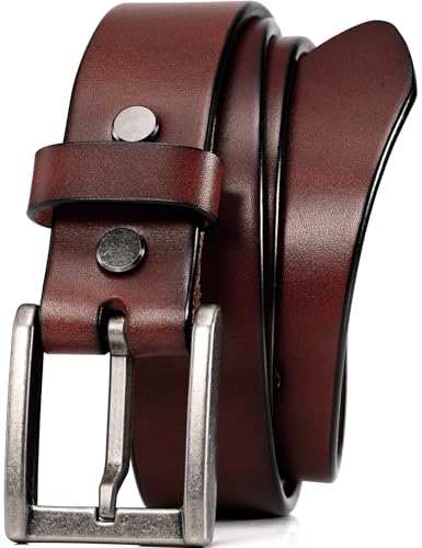 WOLFANT Thicken Full Grain Leather Heavy Duty Belts for Men,100% Italian Real Solid Leather