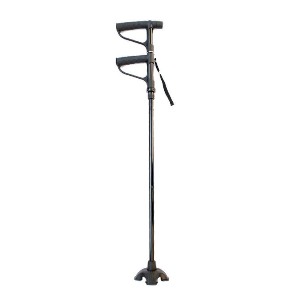 Bastón Plegable, bastón para Caminar con luz LED, Cuatro Patas Antideslizantes/aleación de Aluminio, Mango Doble, Altura Ajustable 86-98 cm, para Acampar, Escalar, Correr, muletas Times