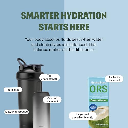 Image of HydraSure Coconut ORS Drink - 200 ml (Pack of 10) | Ready to Drink Electrolytes for Instant Hydration, Coconut Flavoured Beverage in tetra pack, WHO Recommended Formula