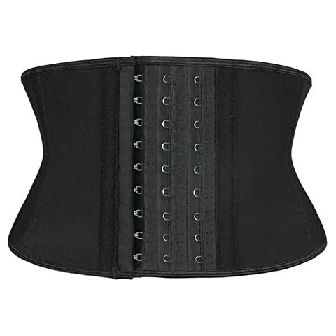 Atbuty Super Short Torso Waist Trainers Cincher Corset Tummy Shaper Slimming Latex Trimmer Girdle (Black (7'' Short Torso, 9 Steel Bones), M) Cover