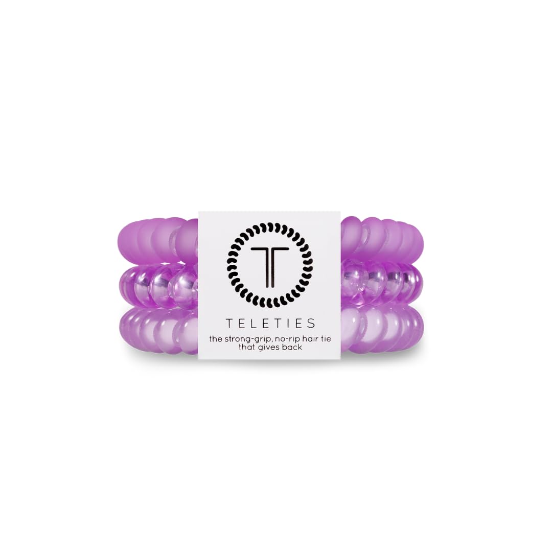 TeletiesSmall Spiral Hair Coils - Spring Break Collection - Ponytail Holder Hair Ties for Women - Phone Cord Hair Ties - Strong Grip, No Rip, Water Resistant, No Crease - 3 pack - Antigua