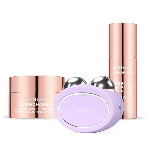FOREO Set Total Facelift - BEAR 2 masajeador facial de microcorriente + SÉRUM SUPERCHARGED 2.0 30 ml + Crema hidratante intensa de triple acción HA+PGA SUPERCHARGED 15 ml - Antiedad - Skincare