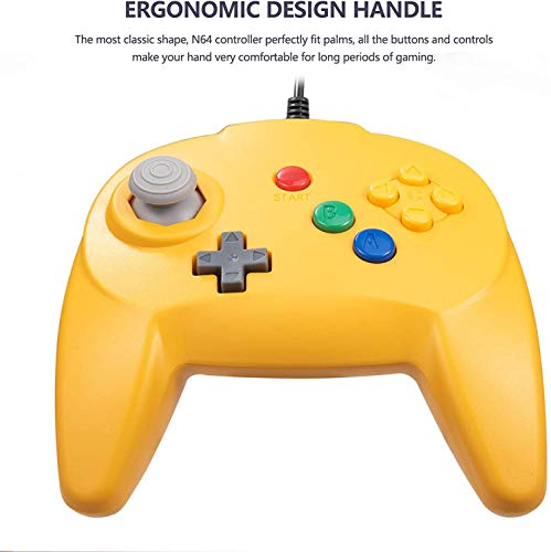 2 Pack Wired N64 Controller, MODESLAB Gamepad Joystick Replacment Original 64 Controllers Compatible for N64 Console Upgrade [ 3D Analog Stick ] - Yellow - Thumbnail 3