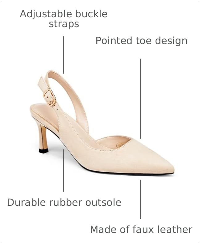 Image of Womens Slingback Heels Low Kitten Pumps Pointed Toe Stiletto Elegant Office Dress Shoes