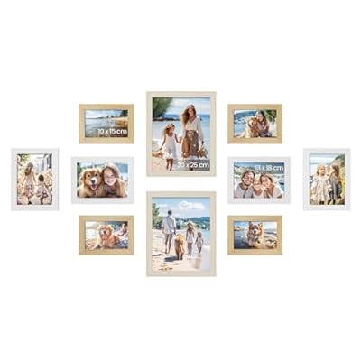 SONGMICS Marcos de fotos, Juego de 10, Dos de 20 x 25 cm, Cuatro de 13 x 18 cm, Cuatro de 10 x 15 cm, PS y MDF, Protección de Plástico, Roble Natural, Blanco Nube, Beige Natural | Ya disponible en tu tienda friki favorita! En mundofriki.es! SONGMICS Marcos de fotos, Juego de 10, Dos de 20 x 25 cm, Cuatro de 13 x 18 cm, Cuatro de 10 x 15 cm, PS y MDF, Protección de Plástico, Roble Natural, Blanco Nube, Beige Natural | Ya disponible en tu tienda friki favorita! En mundofriki.es!