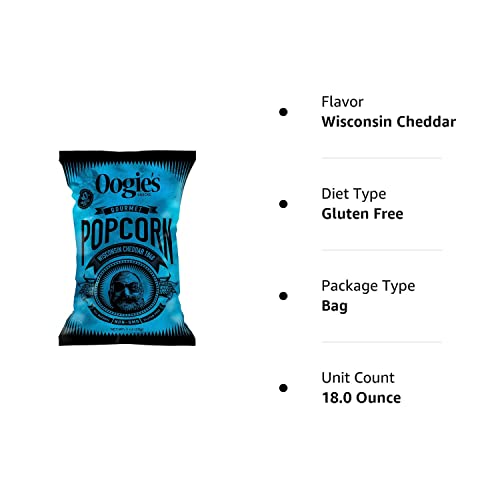 Oogie’s Gourmet Popcorn Wisconsin White Cheddar Flavor - Individual Popcorn Bags For Movie Night & Party Servings - White Cheddar Flavored Gluten-Free All Natural Theater Snack - 1 Oz Bag (Pack Of 18) #TOP6