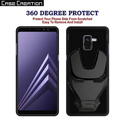 Image of COVERLY Official 3D Touch Feel Trending Real Hero Avenger Logo Mask Soft Rugged Grip Iron Man Super Power Cartoon Movie Silicone Matte Strong Back Cover for Samsung Galaxy On6 (2018) - Black