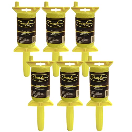 Stringliner 25750 Pro Mason’s Line Reels – 1 Lb. Stringliner® PRO BRAIDED YELLOW 1000'. (6 Pack)