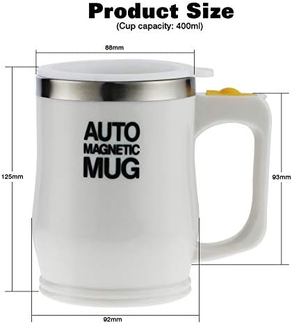 SHEENO Electric Self Stirring Coffee Mug, 400ML Stainless Steel Auto Magnetic Mug, Auto Mixing Cup for Coffee Tea Hot Chocolate Milk Cocoa Protein (White)