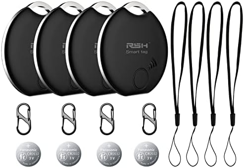 Key Finder Bluetooth Tracker Item Locator Tracking Device Compatible with iOS & Android Smart Tracker for Suitcase, Bag, Backpack, Wallet,with Replaceable Battery Smart App Item Finder (4 Pack)