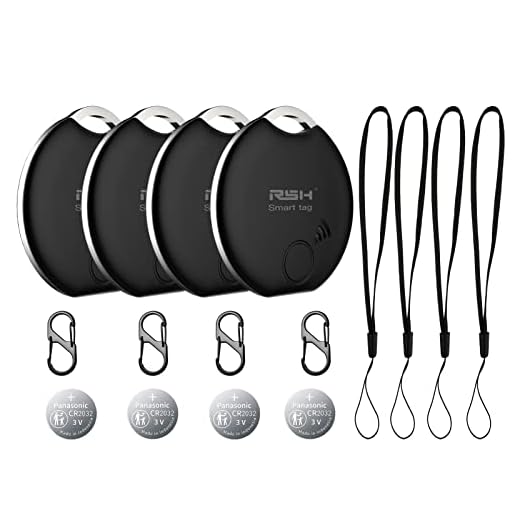 Key Finder Bluetooth Tracker Item Locator Tracking Device Compatible with iOS & Android Smart Tracker for Suitcase, Bag, Backpack, Wallet,with Replaceable Battery Smart App Item Finder (4 Pack)