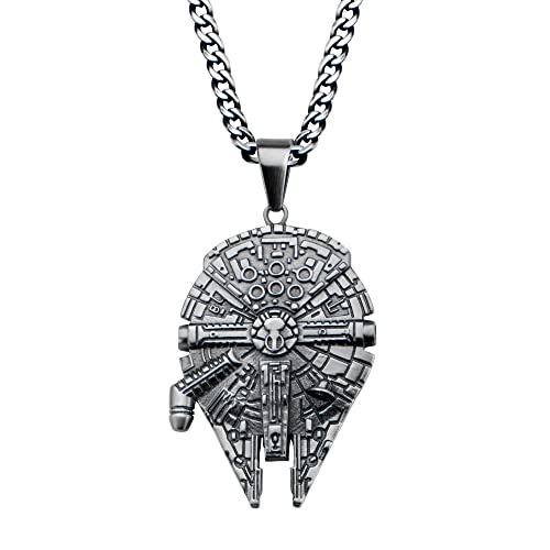 Star Wars Jewelry Unisex Stainless Steel Millennium Falcon Pendant Necklace #TOP10