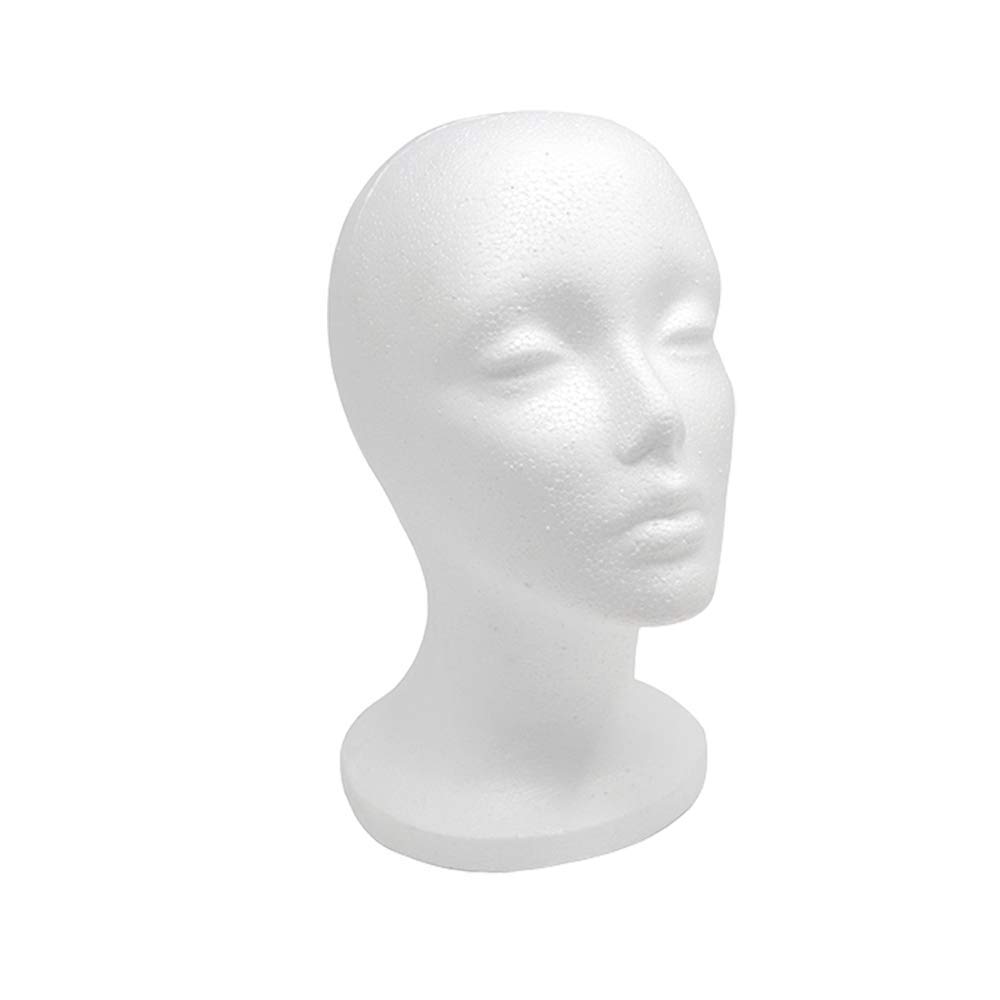 Smilco12" Styrofoam Wig Head - Tall Female Foam Mannequin Wig Stand and Holder for Style, Model And Display Hair, Hats and Hairpieces, Mask - for Home, Salon and Travel…