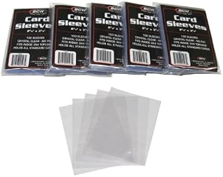 500 BCW Brand Soft Card Sleeves/Penny Sleeves (5 Sealed Packs) - Standard Size 2 5/8 x 3 5/8, NO PVC