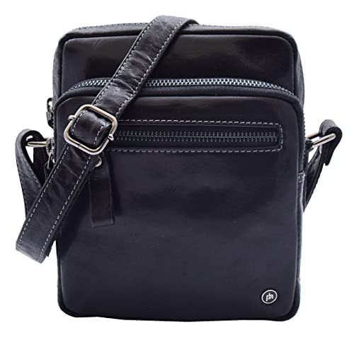 Sac à bandoulière en cuir véritable pour homme Dolton Noir : votre allié urbain Small