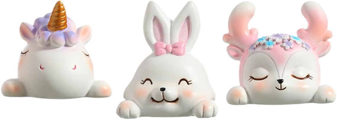 Holibanna 3pcs Cute Animal Resin Memo Clips with Bunny and Unicorn Designs, Multipurpose Desktop Note Holders for Home and Office, Simple Photo and Message Clamp Organizers