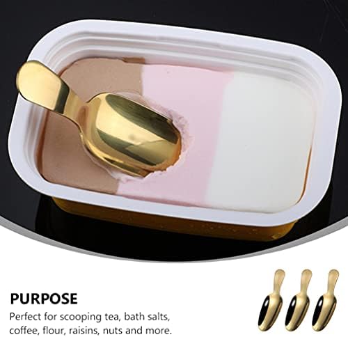 YARNOW 3PCS Stainless Steel Short Handle Spoons Small Mini Salt Spoons Gold Condiments Spoon Dessert Spoon Tea Coffee Spoons