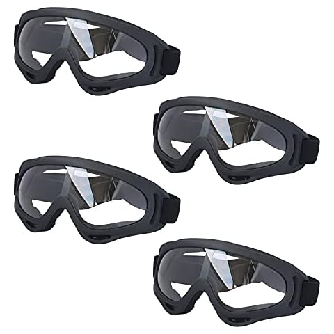 LJDJ Motorcycle Goggles - Glasses Set of 4 - Dirt Bike ATV Motocross Adjustable UV 400 Outdoor Sports Tactical Dust-Proof Combat Military Glasses for Kids, Boys, Girls, Youth, Men, Women Cover