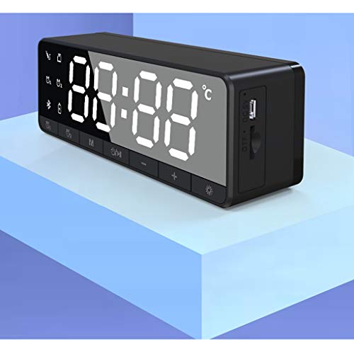 Casa Mini LED Despertador Bluetooth Alto-falante Baixo Termostato Interno - Branco