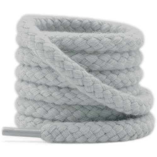 YJRVFINE Thick Round Rope Shoelaces: 39" Light Gray Chunky Shoe Laces