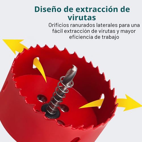 Miniatura 4 de Yeepeo Sierras De Corona 75mm, M42 Hss Bi-Metal Corona Taladro Con Adaptador Hexagonal Y Taladro, Corona Metal Para Pladur Madera Plástico, 1 Pieza Rojo