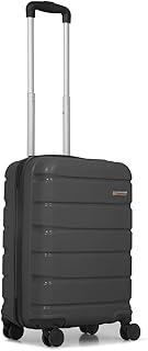 Unisex 8 Wheels Trolley Bag, Hard Cabin with Zipper Closure, Adjustable Push Button & Cross Side Strap, Lock System 360 Degree (55 CM, Dark Grey)