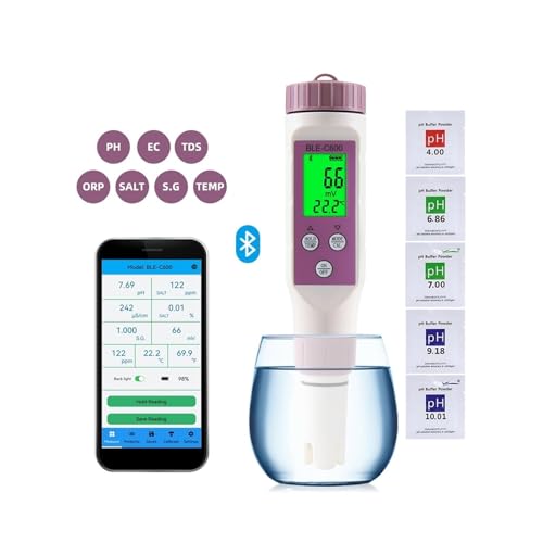 y ph, 7-in-1/5-in-1 Bluetooth PH[^[ X}[gPH EC TDS ORP SALT SG TEMP   k͔| ZxeX^[,K{c[(7 in 1 PH Meter)