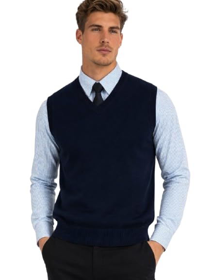 Mens Woolen V-Neck Sleeveless Soft & Lightweight Comfortable Fit for Formal, Office & Casual Sweaters for Winter wear-image-22