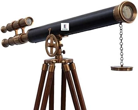NauticalMart Floor Standing Brass Telescope Griffith Astro Antique Brass with Lether 50" - Decorative