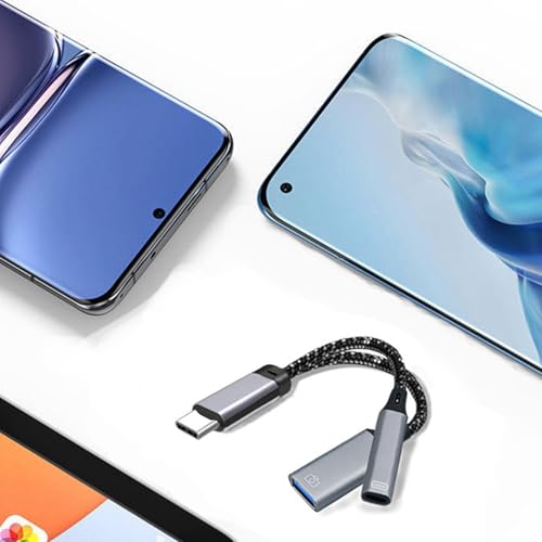 HVRFJXI Double USB C Music Charging Adapter Fast Cable Compatible For Phone Laptops Tablets Double USB C Headphone Adapter