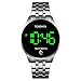 Produktbild TONSHEN Herrenuhr LED Digitauhn Berühren LED Elektronik Beleuchtung Uhren Edelstahl Armbanduhr (Silber)