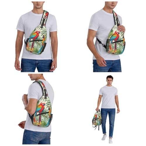 Mochila tipo sling con diseño tropical para uso diario miniatura 6