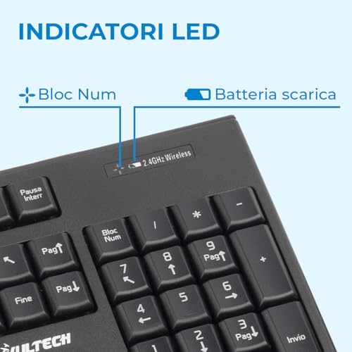 Vultech KM-821W Kit Tastiera e Mouse Wireless 2.4ghz 1600 Dpi Regolabili - 3