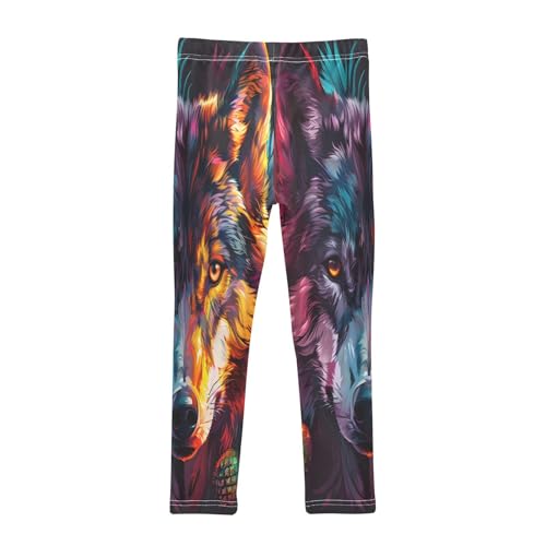 Toddler Girls Leggings Printed Yoga Pants Leggings Painting Wolf Head for Kids2
